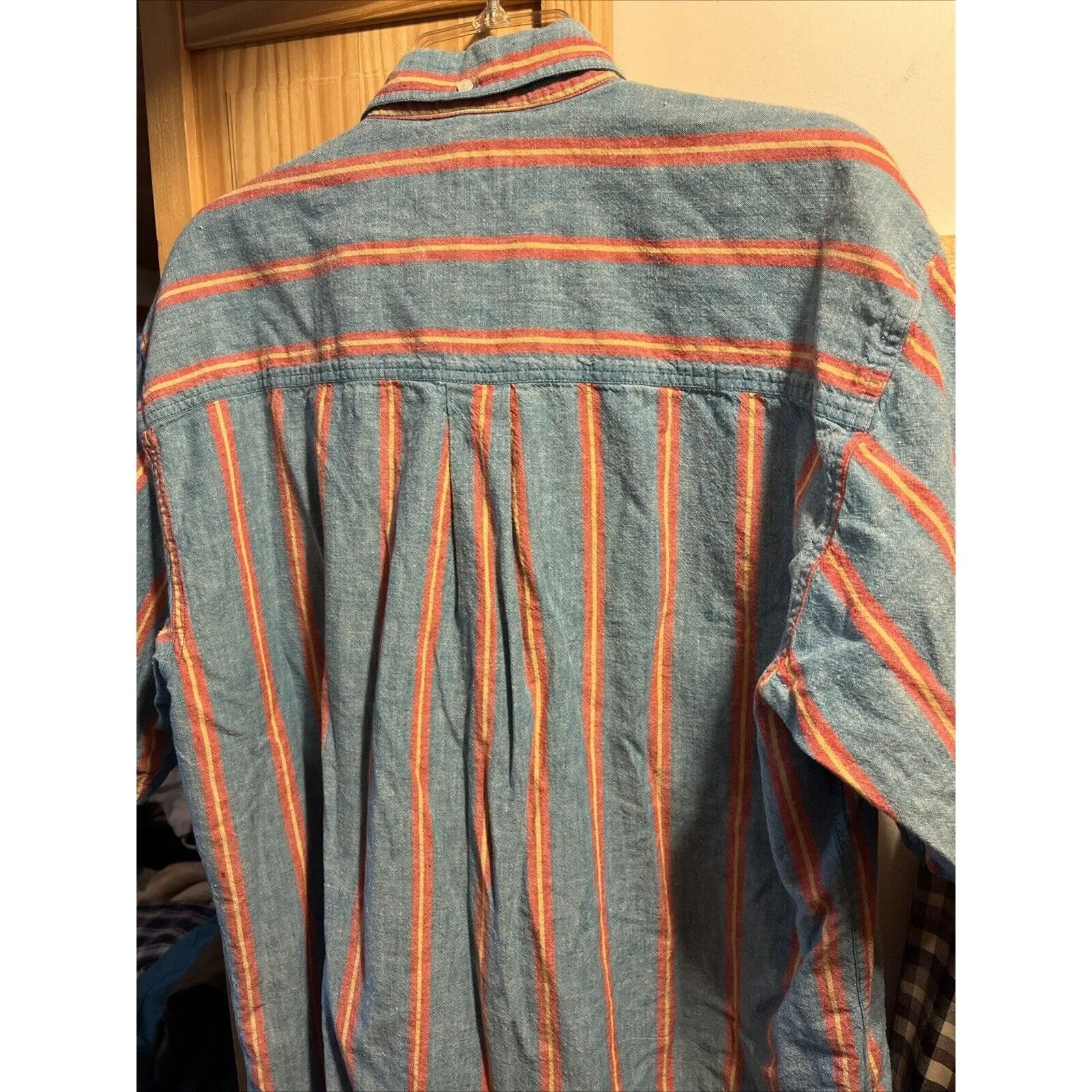 Woolrich Vintage Shirt Mens XL blue Red striped button up classic outdoors EUC