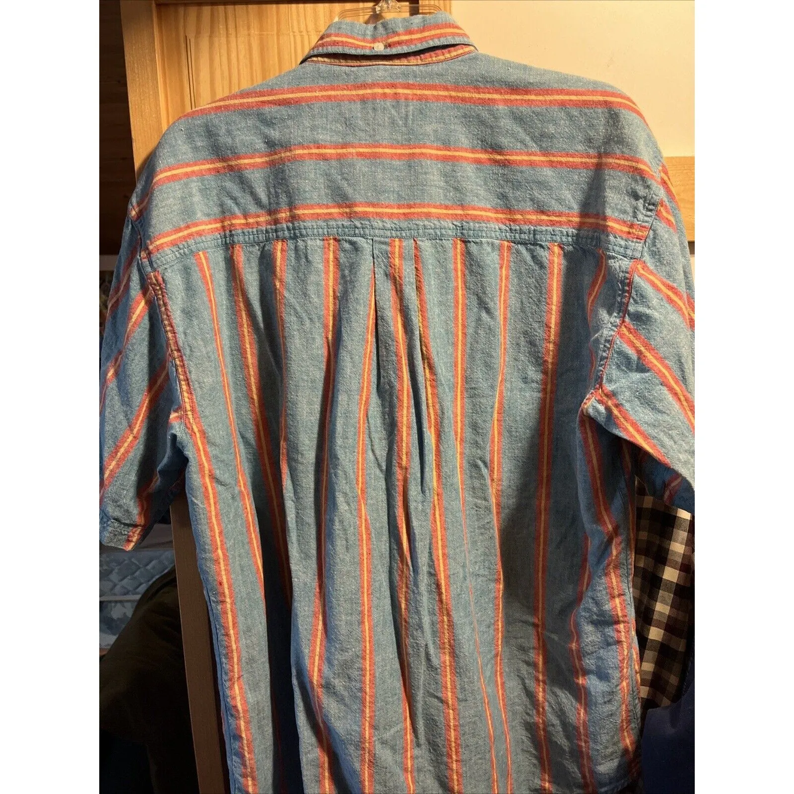 Woolrich Vintage Shirt Mens XL blue Red striped button up classic outdoors EUC