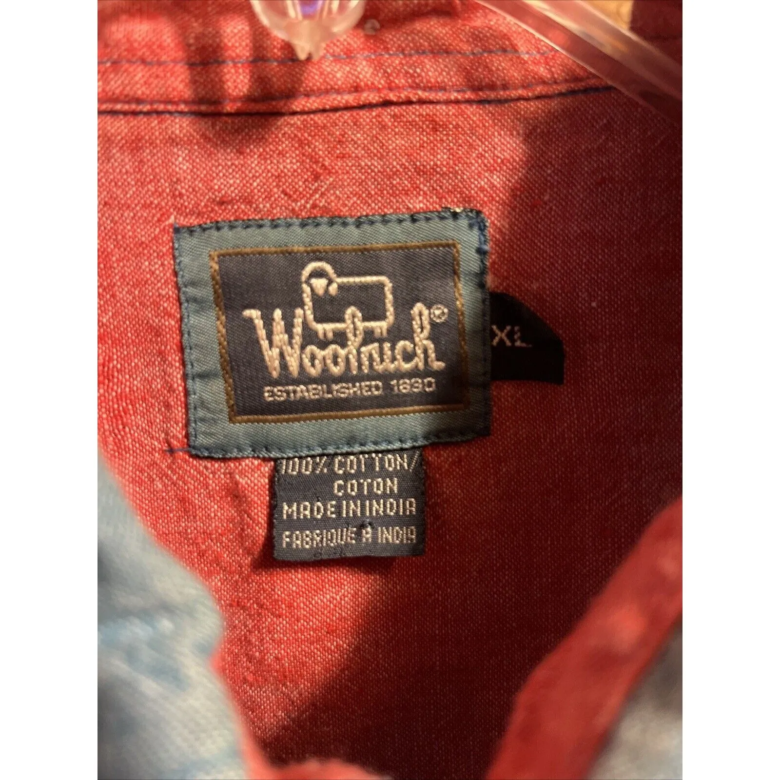 Woolrich Vintage Shirt Mens XL blue Red striped button up classic outdoors EUC