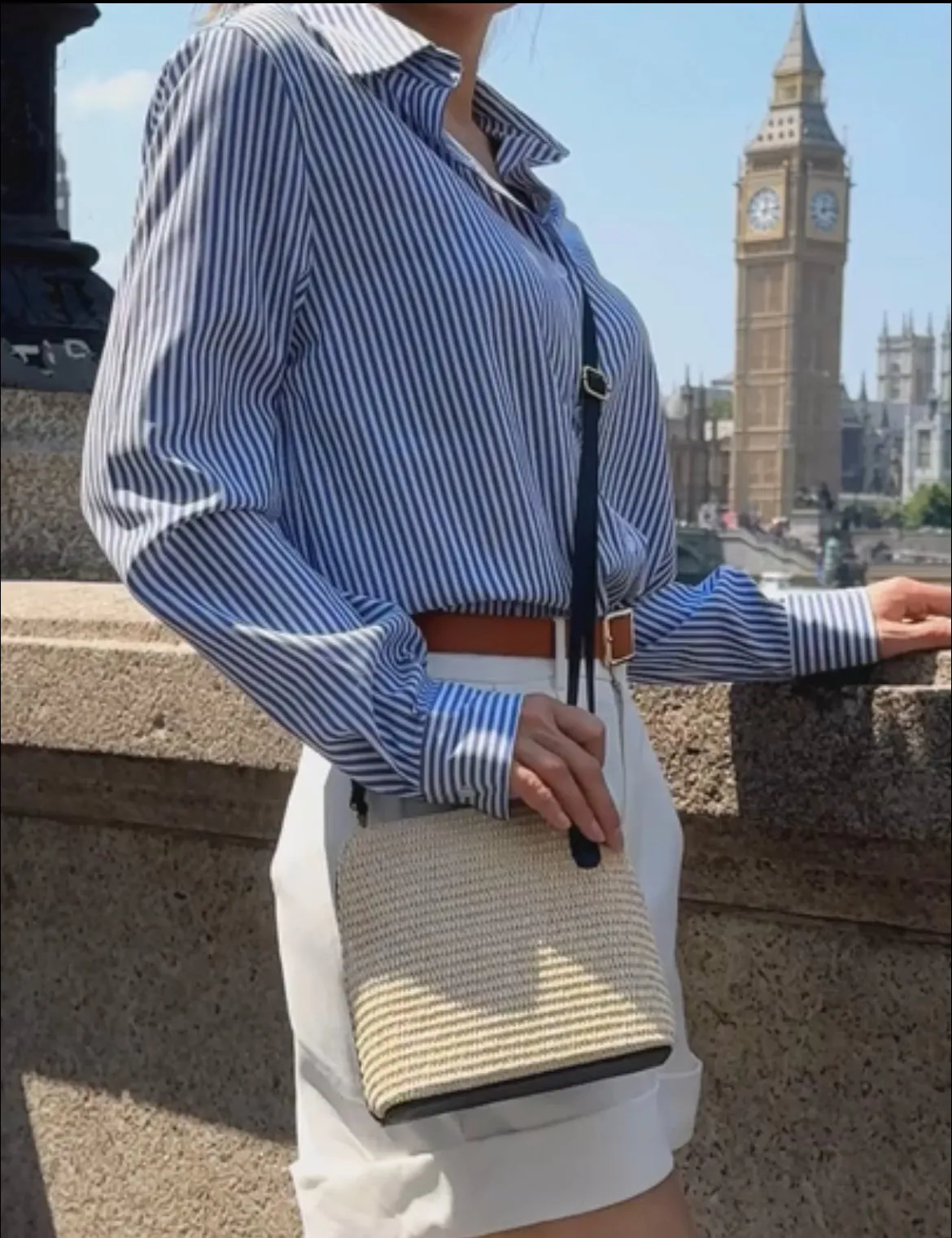 Woven Raffia & Leather Zip Round Bag | Cream