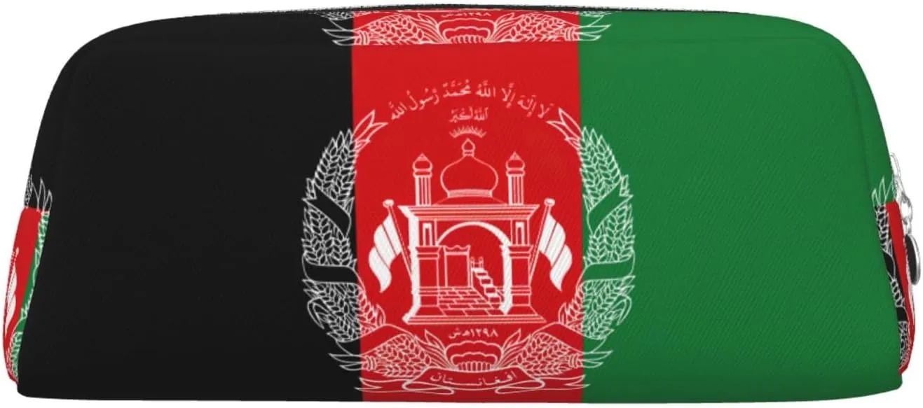 WURTON Flag of Afghanistan Print Pencil Pouch Multifunctional Pencil Case Bag Office Stylish Zipper Pencil Pouches