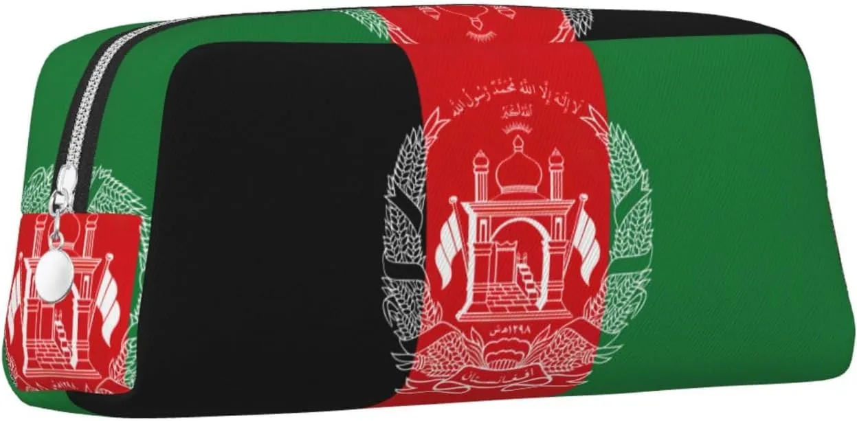 WURTON Flag of Afghanistan Print Pencil Pouch Multifunctional Pencil Case Bag Office Stylish Zipper Pencil Pouches
