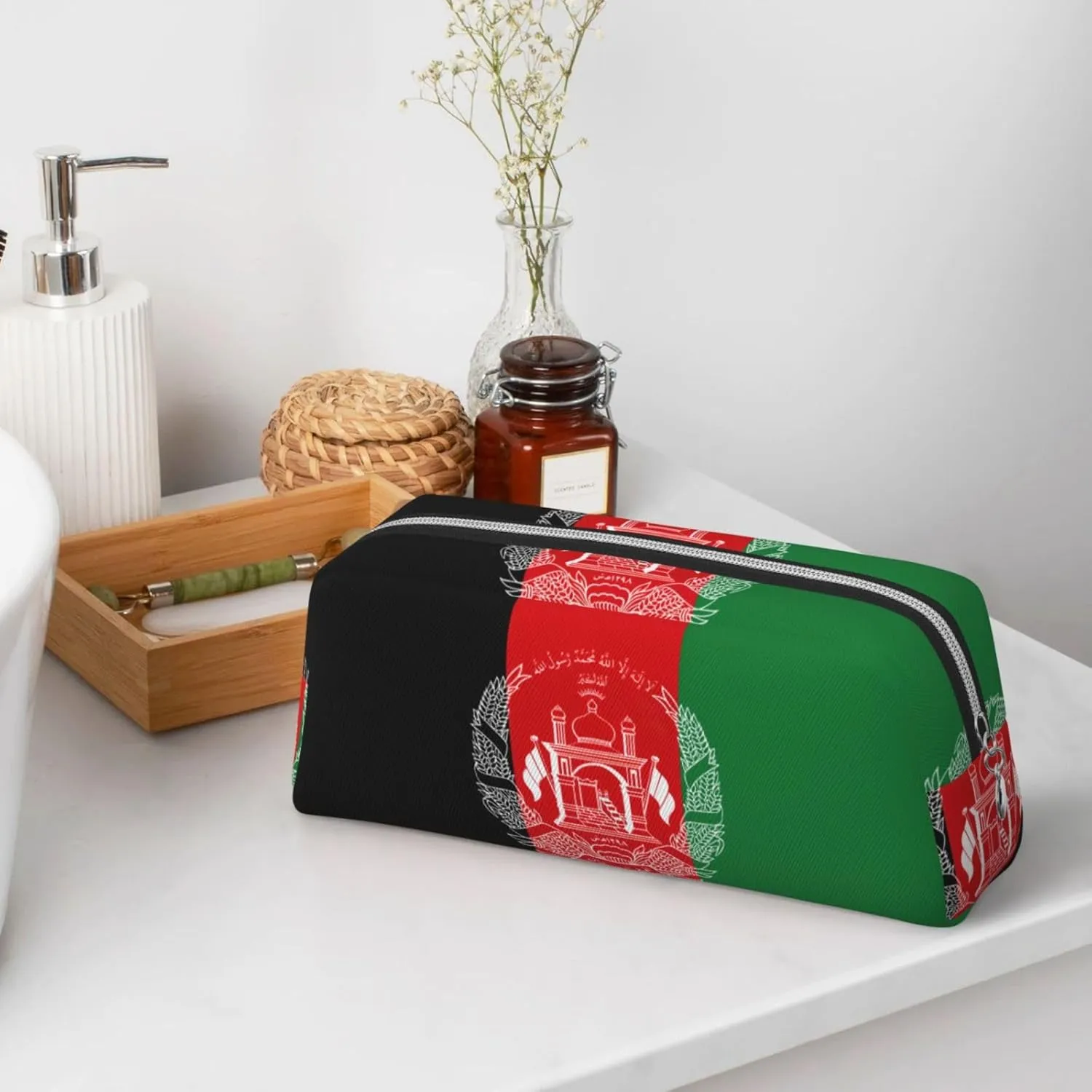 WURTON Flag of Afghanistan Print Pencil Pouch Multifunctional Pencil Case Bag Office Stylish Zipper Pencil Pouches