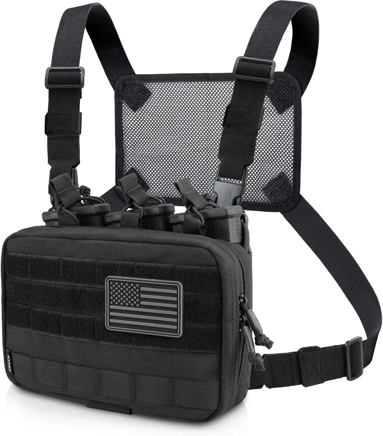 WYNEX Tactical Mag Admin Pouch, Molle Utility Tool Pouch Medical EMT Organizer with Triple Stacker Magazine Holder for M4 M16 Patch Included