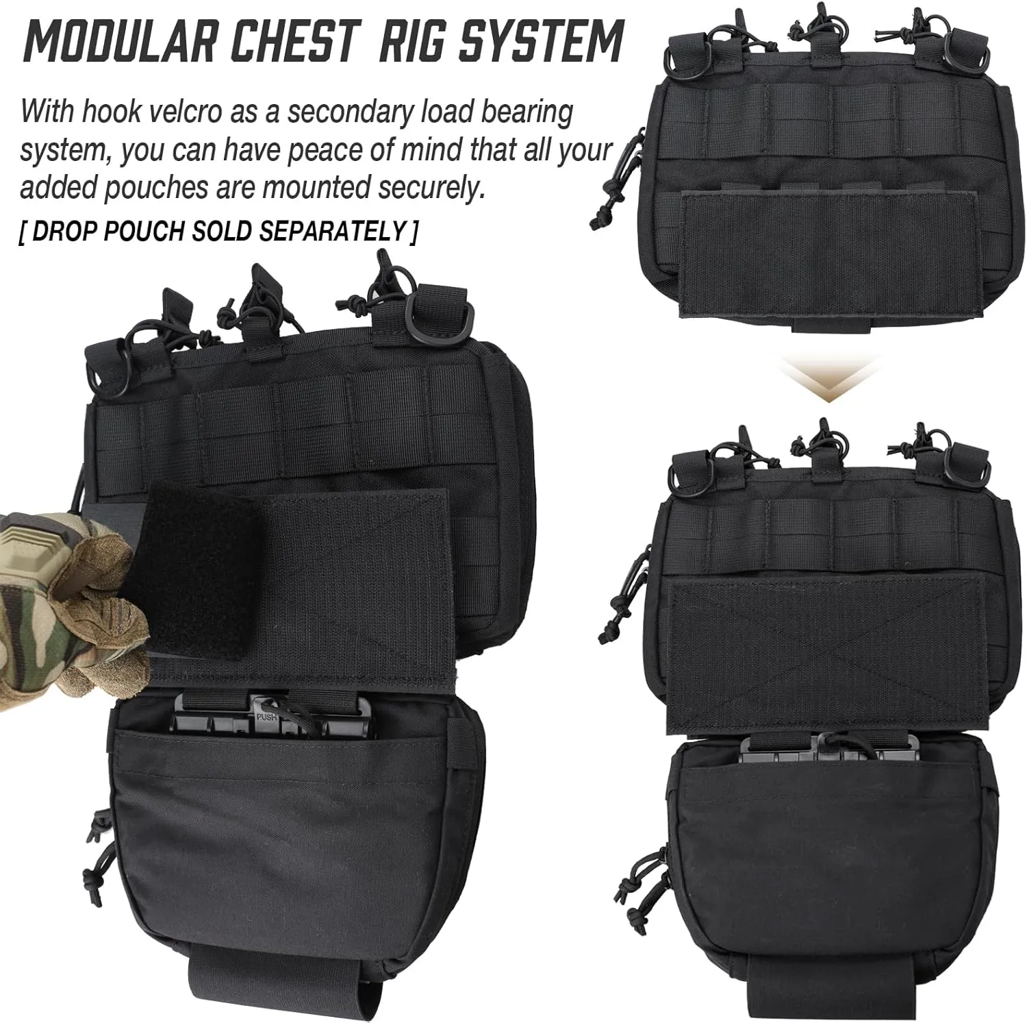WYNEX Tactical Mag Admin Pouch, Molle Utility Tool Pouch Medical EMT Organizer with Triple Stacker Magazine Holder for M4 M16 Patch Included
