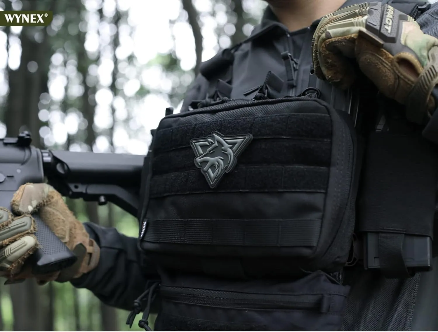 WYNEX Tactical Mag Admin Pouch, Molle Utility Tool Pouch Medical EMT Organizer with Triple Stacker Magazine Holder for M4 M16 Patch Included