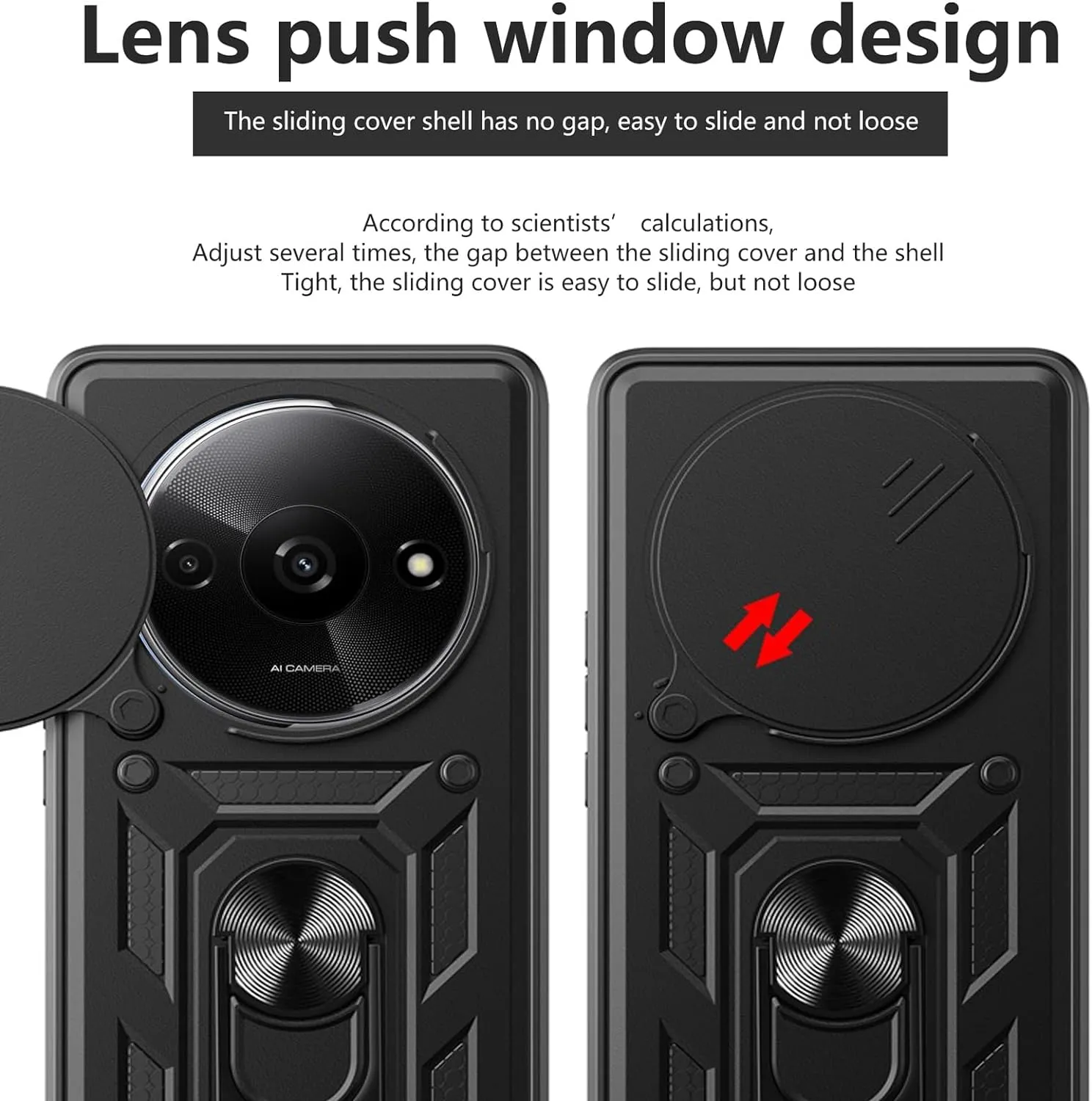 Xiaomi Redmi A3 Case Shockproof Ring Stand Phone Camera Lens Cover