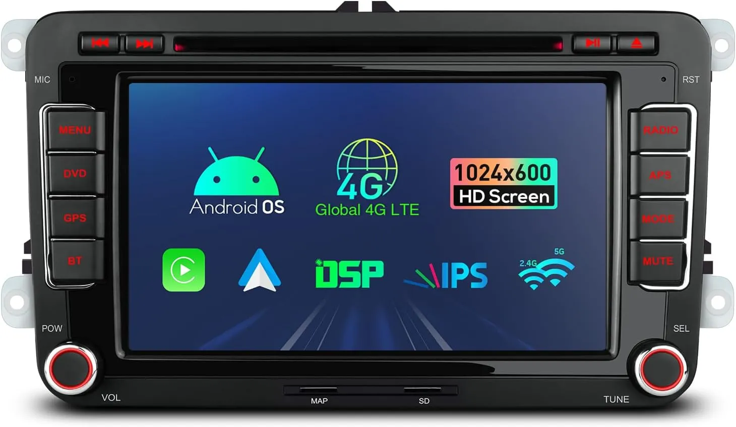 XTRONS 7” Car Stereo Radio for VW Volkswagen EOS Passat Golf, Android 13 GPS Navigation Touch Screen Head Unit, Built-in DSP Car Play Android Auto Support Backup Camera