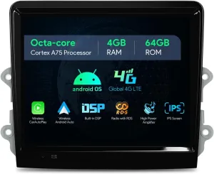XTRONS 8.4 Inch Android 14 Car Stereo for Porsche 911/Cayman/Boxster with Optical Fiber Decoder, IPS Touch Screen 4GB 64GB Global 4G LTE Car Radio GPS Navigation Support Wireless CarPlay Android Auto
