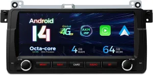 XTRONS 8.8 Inch Android 14 Car Stereo for BMW E46 (1998-2005), IPS Touch Screen 4 64GB Car Radio GPS Navigation Global 4G LTE Built-in DSP Head Unit Support Wireless CarPlay Android Auto