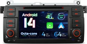 XTRONS Android 14 Car Stereo for BMW E46 M3 Rover 75 MG ZT, 7 Inch IPS Touch Screen Car Radio, 4 64GB GPS Navigation Bluetooth Built-in DSP Head Unit Support Wireless CarPlay Android Auto 4G LTE