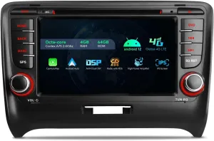 XTRONS Double Din Car Stereo for Audi TT MK2, Android 13 Octa Core 4GB 64GB Car Radio DVD Player, 7 Inch IPS Touch Screen GPS Navigation for Car Head Unit Built-in DSP Car Play Android Auto 4G LTE