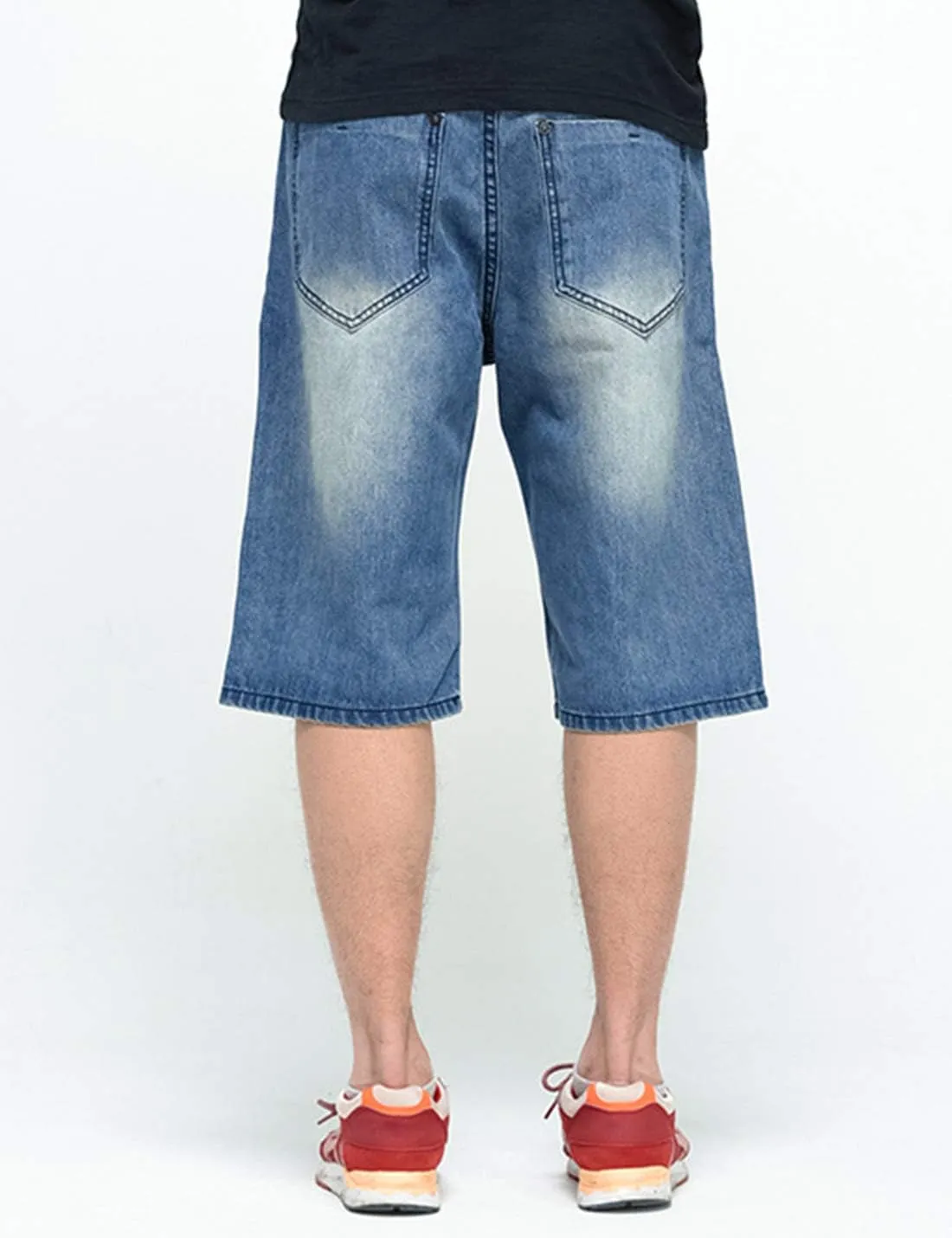 Yeokou Men's Loose Hip Hop Cropped Jeans Work Denim Shorts with Cargo Pockets