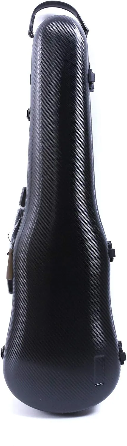 yinfente Triangle 1.95kg Violin Case 4/4 Full size Carbon Fiber Strong Bag 150kg Pressure Full Size With Adjustable Backstrap Two Bow Holder（Black）