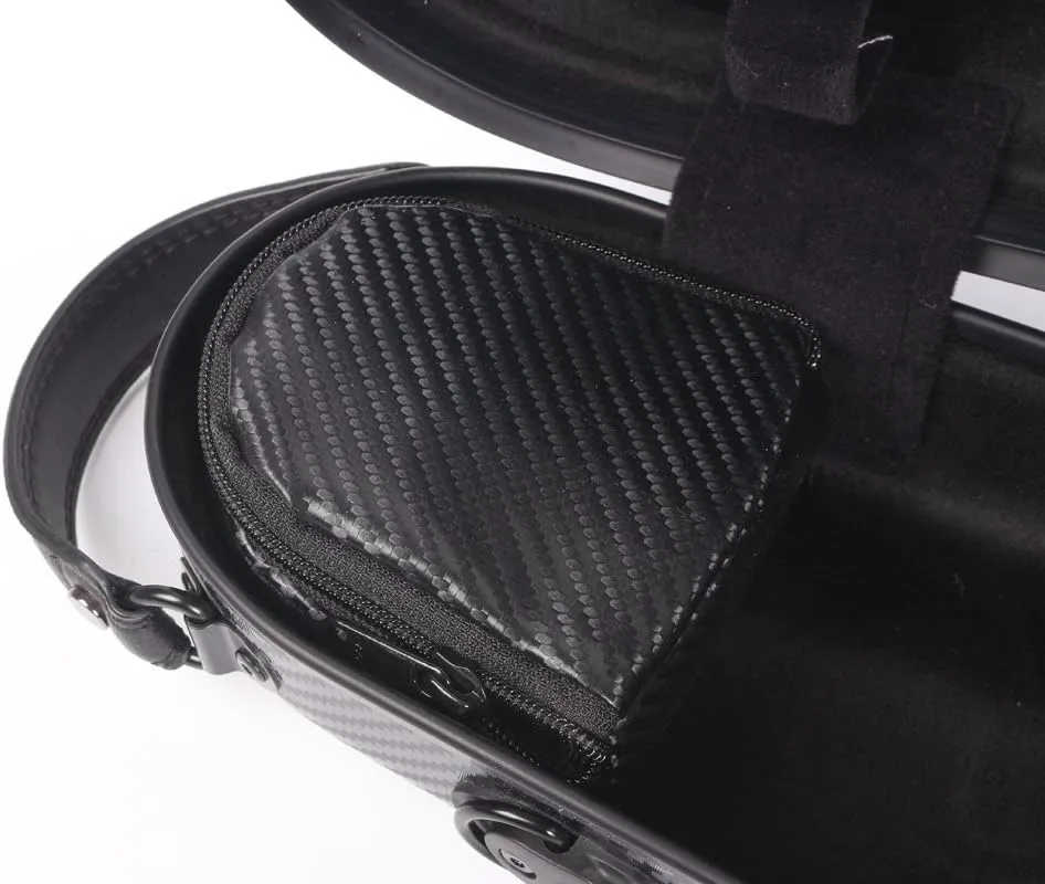 yinfente Triangle 1.95kg Violin Case 4/4 Full size Carbon Fiber Strong Bag 150kg Pressure Full Size With Adjustable Backstrap Two Bow Holder（Black）