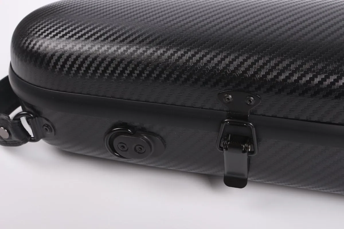 yinfente Triangle 1.95kg Violin Case 4/4 Full size Carbon Fiber Strong Bag 150kg Pressure Full Size With Adjustable Backstrap Two Bow Holder（Black）