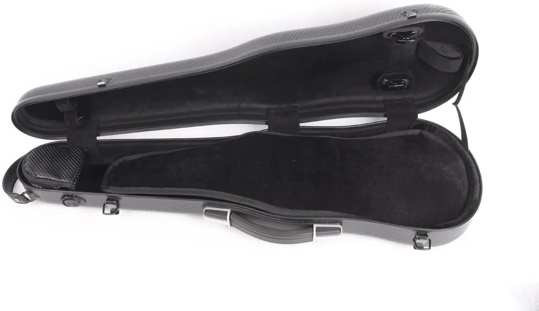 yinfente Triangle 1.95kg Violin Case 4/4 Full size Carbon Fiber Strong Bag 150kg Pressure Full Size With Adjustable Backstrap Two Bow Holder（Black）