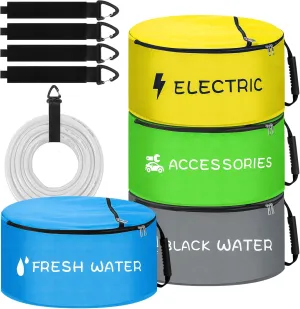Yotako RV Hose Storage Bag, 4 Packs RV Sewer Hose Storage,Waterproof RV Hose Bag with 4 straps,Zipper Closures&Rubber Handle