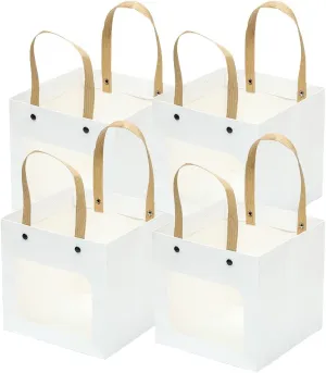 ysmile Party Favor Kraft Paper Bag for Gift with Handle Square for Birthday Wedding Baby Shower 5.9"x5.9"x5.9" 12 pcs