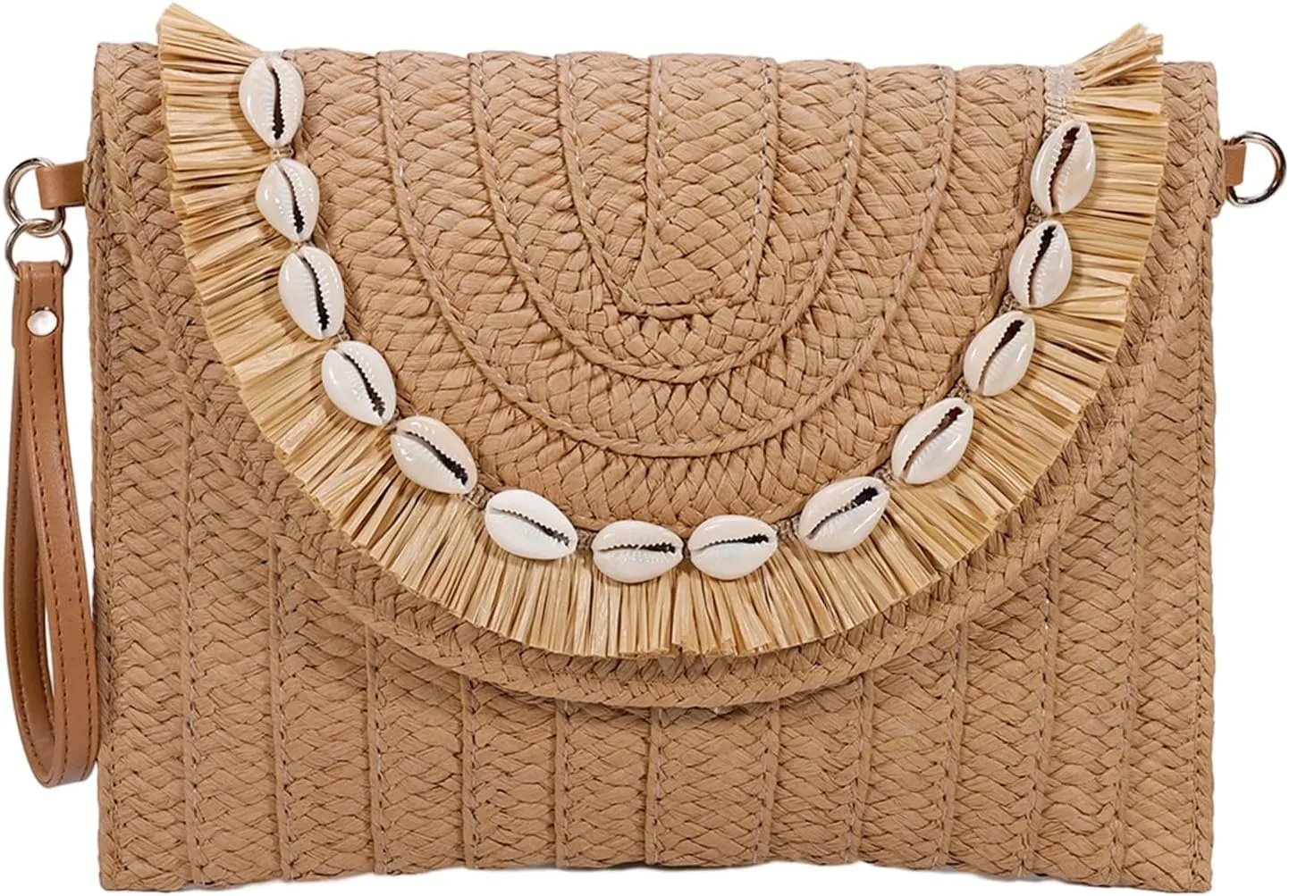 YYW Straw Handbag Straw Clutch Straw Shoulder Bag for Women Summer Beach Cruising Envelope Clutch Raffia Bag