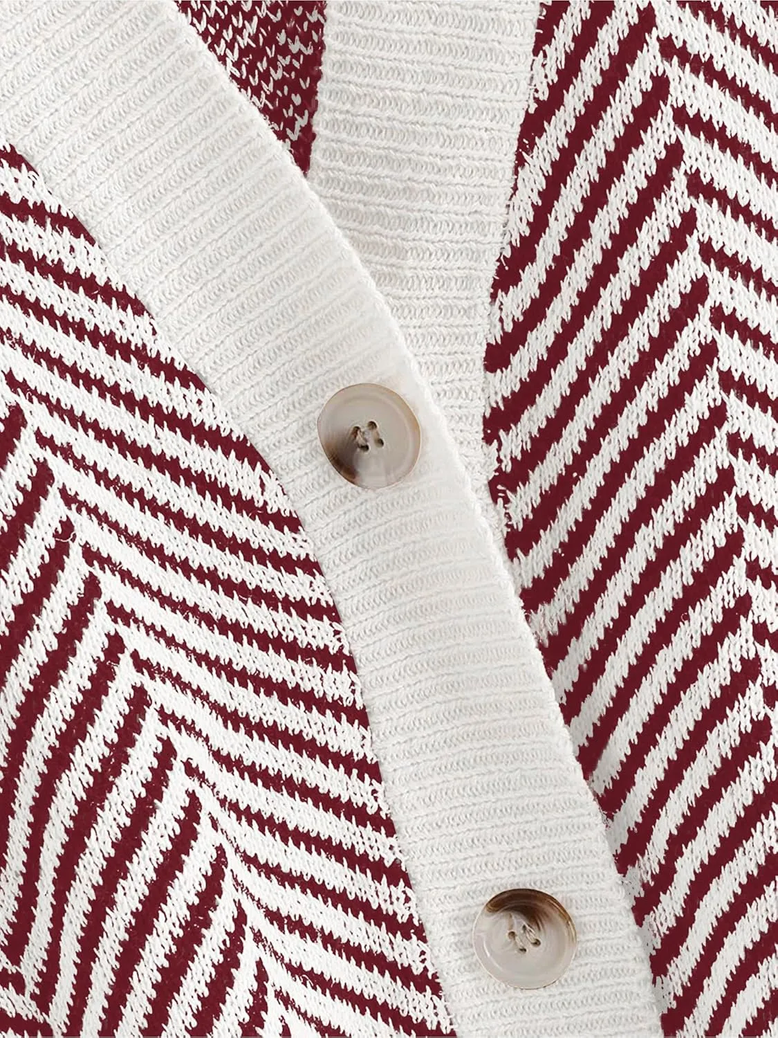 ZAFUL Women's Striped Cardigan Long Sleeve Button Up Open Front Knit Oversized Sweater