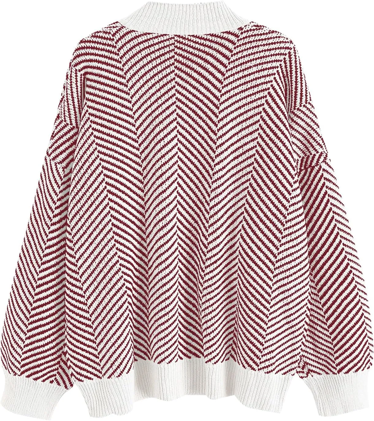 ZAFUL Women's Striped Cardigan Long Sleeve Button Up Open Front Knit Oversized Sweater