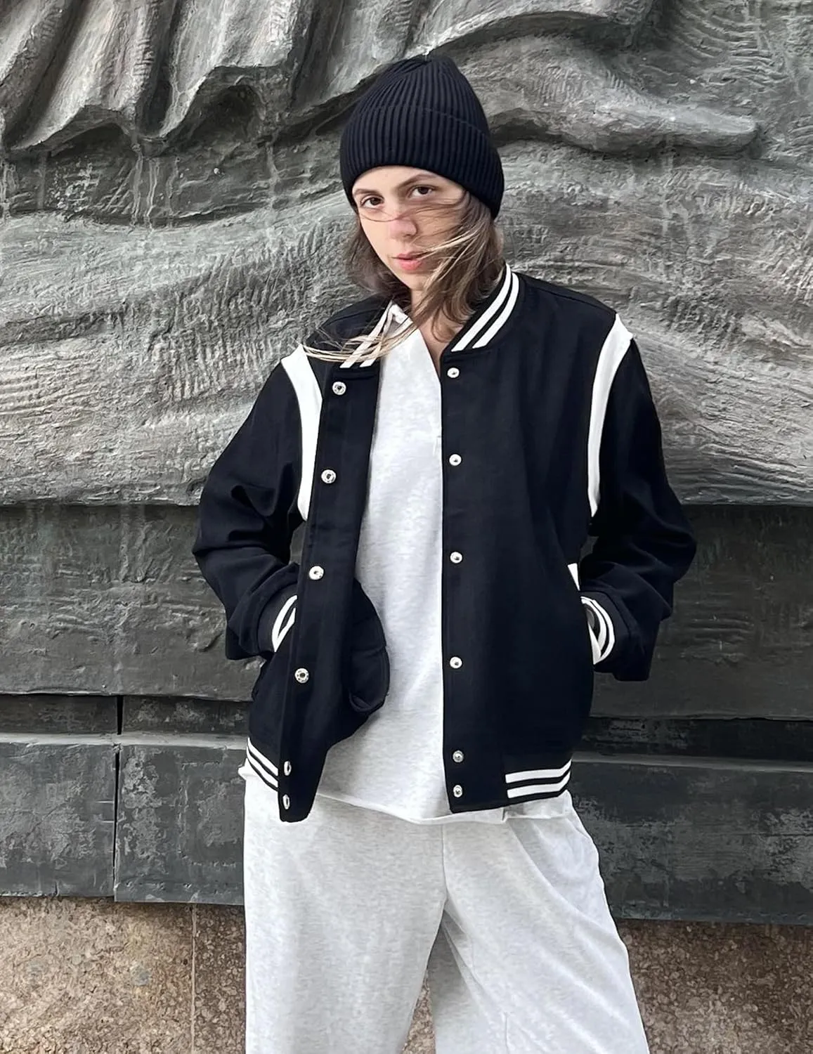 Zeagoo Bomber Jacket Women Varsity Casual Button Down Lightweight Spring Short Outwear with Pockets