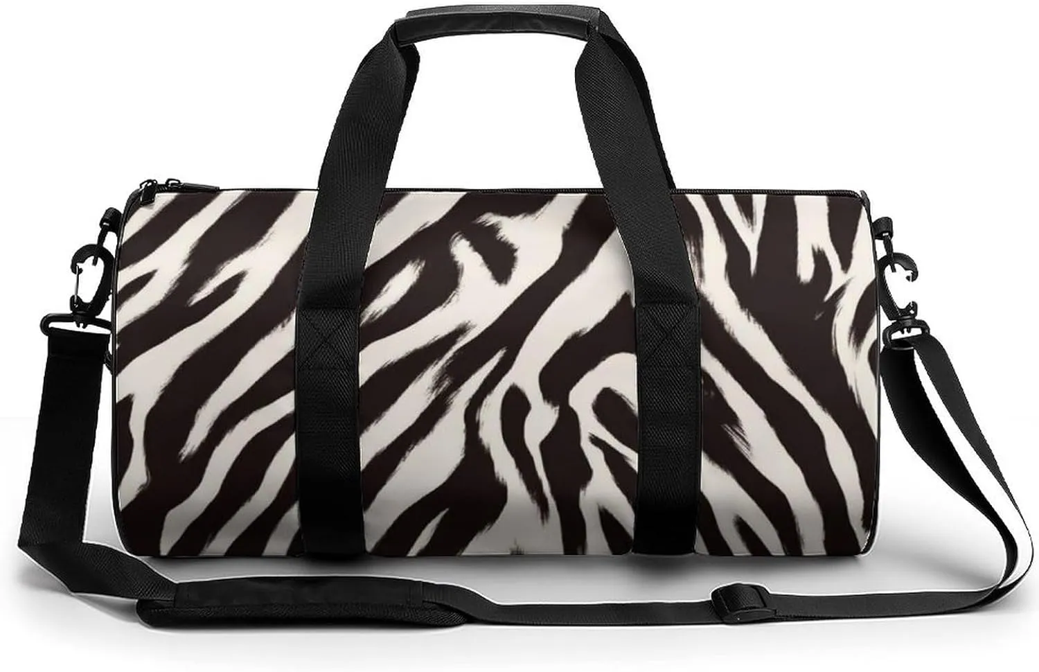 Zebra Striped Pattern Travel Gym Bag for Women Men Cylindrical Duffle Bag Sport Workout Bag with Shoulder Strap