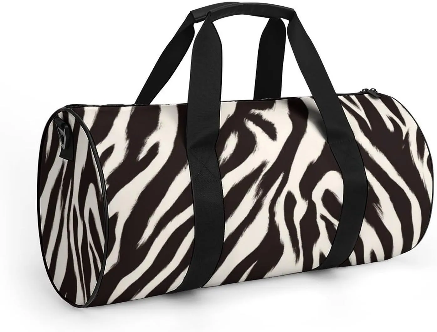 Zebra Striped Pattern Travel Gym Bag for Women Men Cylindrical Duffle Bag Sport Workout Bag with Shoulder Strap