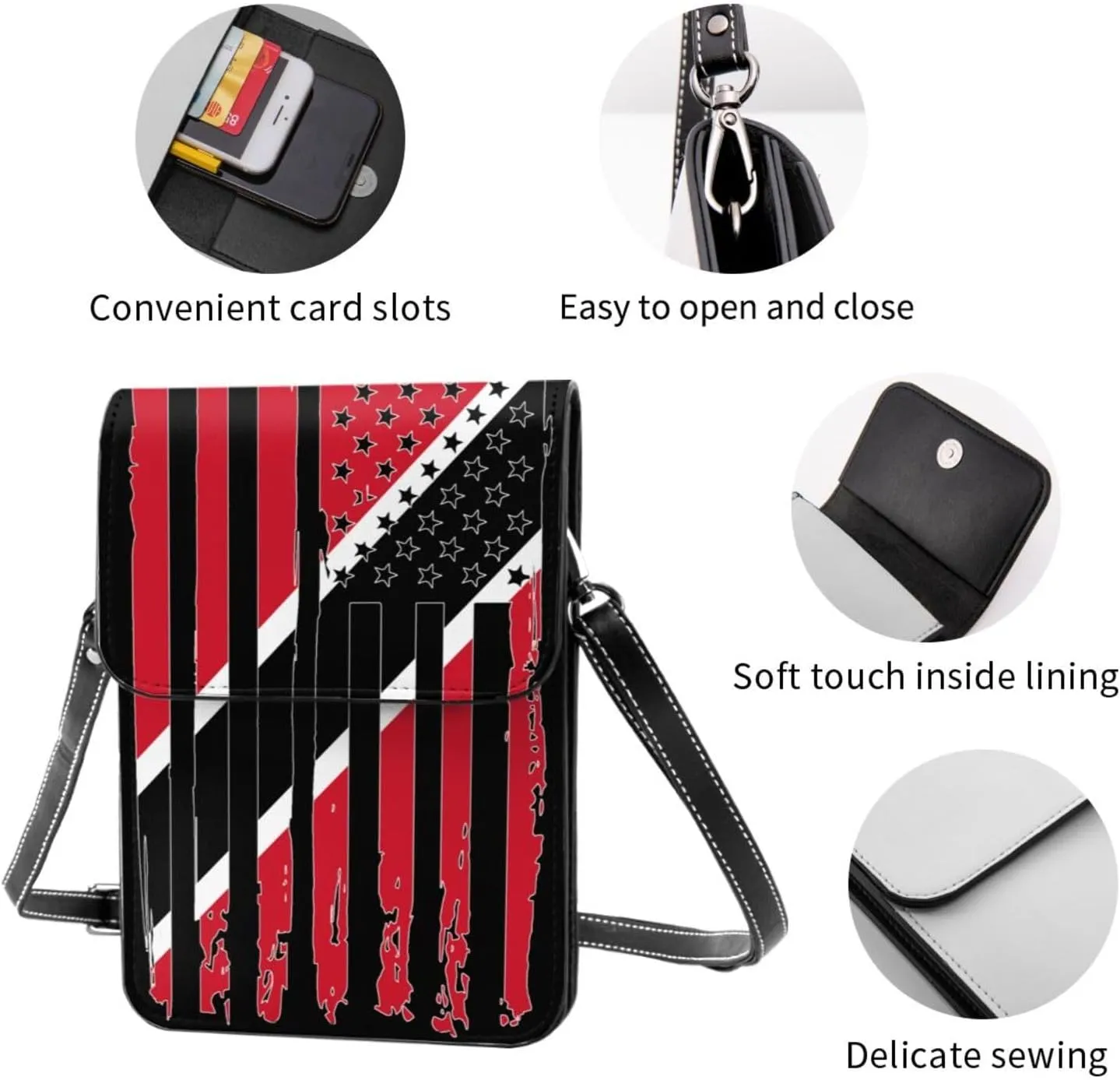 Zimbabwe Zimbabwean America Flag Striped Patterns Small Crossbody Purse Cell Phone Bag for Women