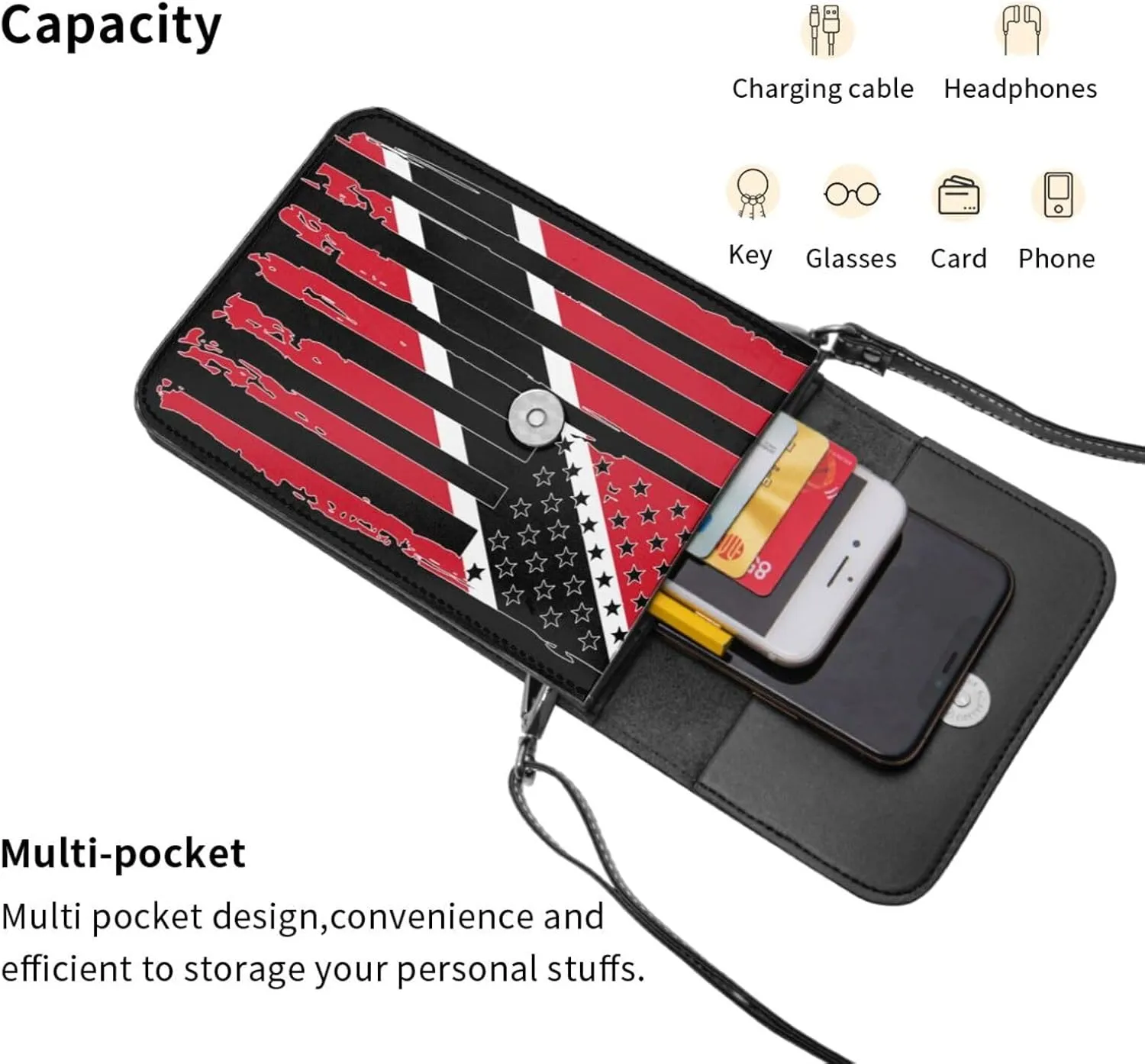 Zimbabwe Zimbabwean America Flag Striped Patterns Small Crossbody Purse Cell Phone Bag for Women