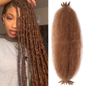 ZRQ 24 Inch Pre-Fluffed Springy Afro Twist Hair For Distressed Butterfly Locs 8 Packs Honey Blond Marley Crochet Braiding Hair Synthetic Hair Extension For Black Women 8 Strands/Pack (27#)