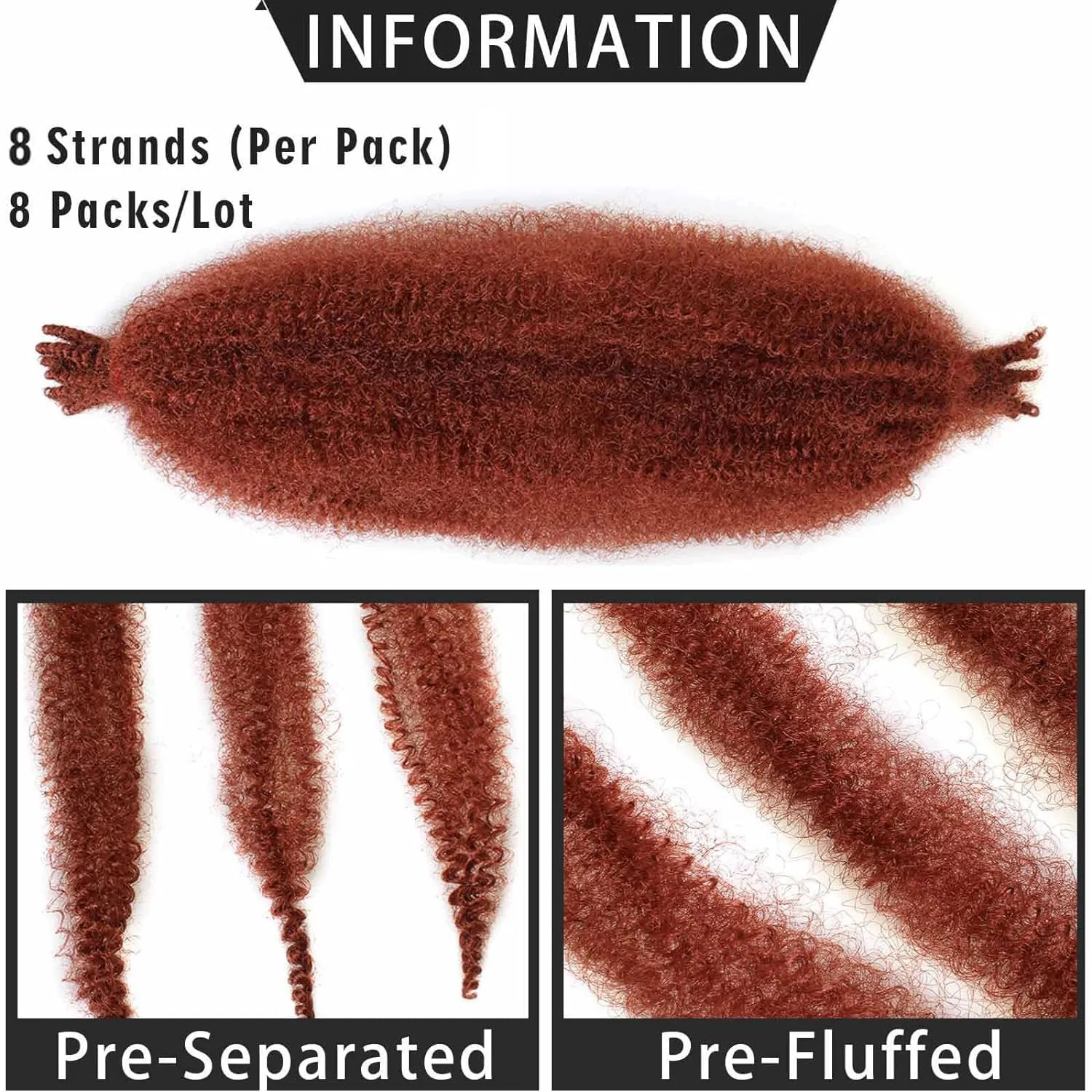 ZRQ 24 Inch Pre-Fluffed Springy Afro Twist Hair For Distressed Butterfly Locs 8 Packs Honey Blond Marley Crochet Braiding Hair Synthetic Hair Extension For Black Women 8 Strands/Pack (27#)