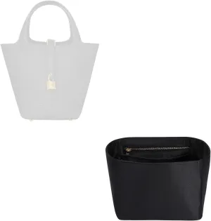 ZTUJO Picotin 18 Organizer Hermes, Picotin bag insert, Luxury Purse Organizer Insert Silky Smooth Fits Picotin 22 Bags（Black